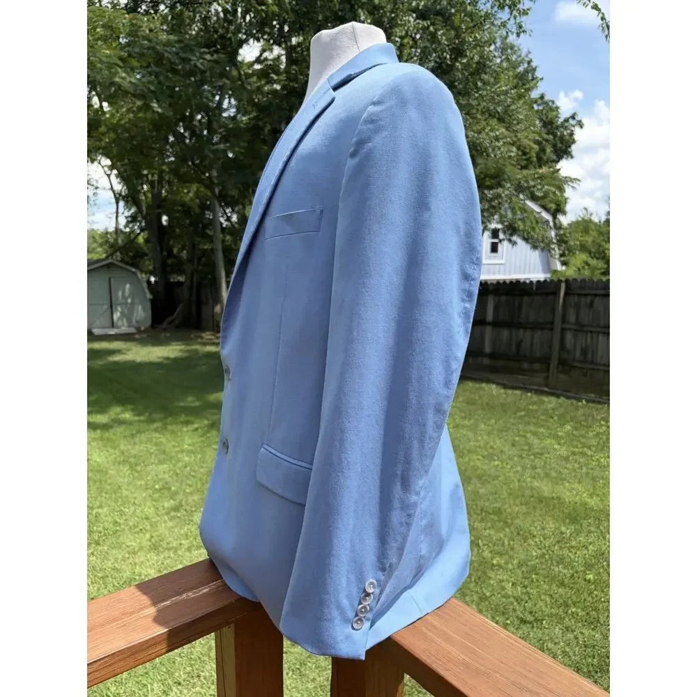 Turnbury Wool Stretch Sport Coat Jacket 2 Button Blazer Mens Sky Blue 44L